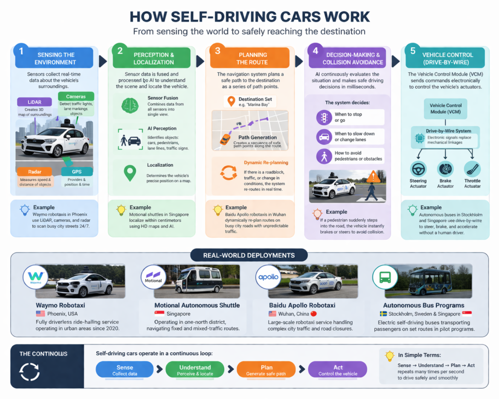how self driving cars work infographic