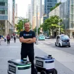 Autonomous delivery robot using LiDAR and cameras for sidewalk navigation in 2026