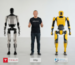 Dr. Dilip Limbu alongside humanoid robots from Figure AI, Tesla Optimus, Boston Dynamics Atlas, and 1X Technologies NEO