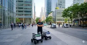 Autonomous delivery robot using LiDAR and cameras for sidewalk navigation in 2026